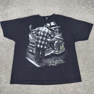 DGA Shirt Mens 2XL Black Perfection Lowrider Skull Car Graphic Tee Top Cholo